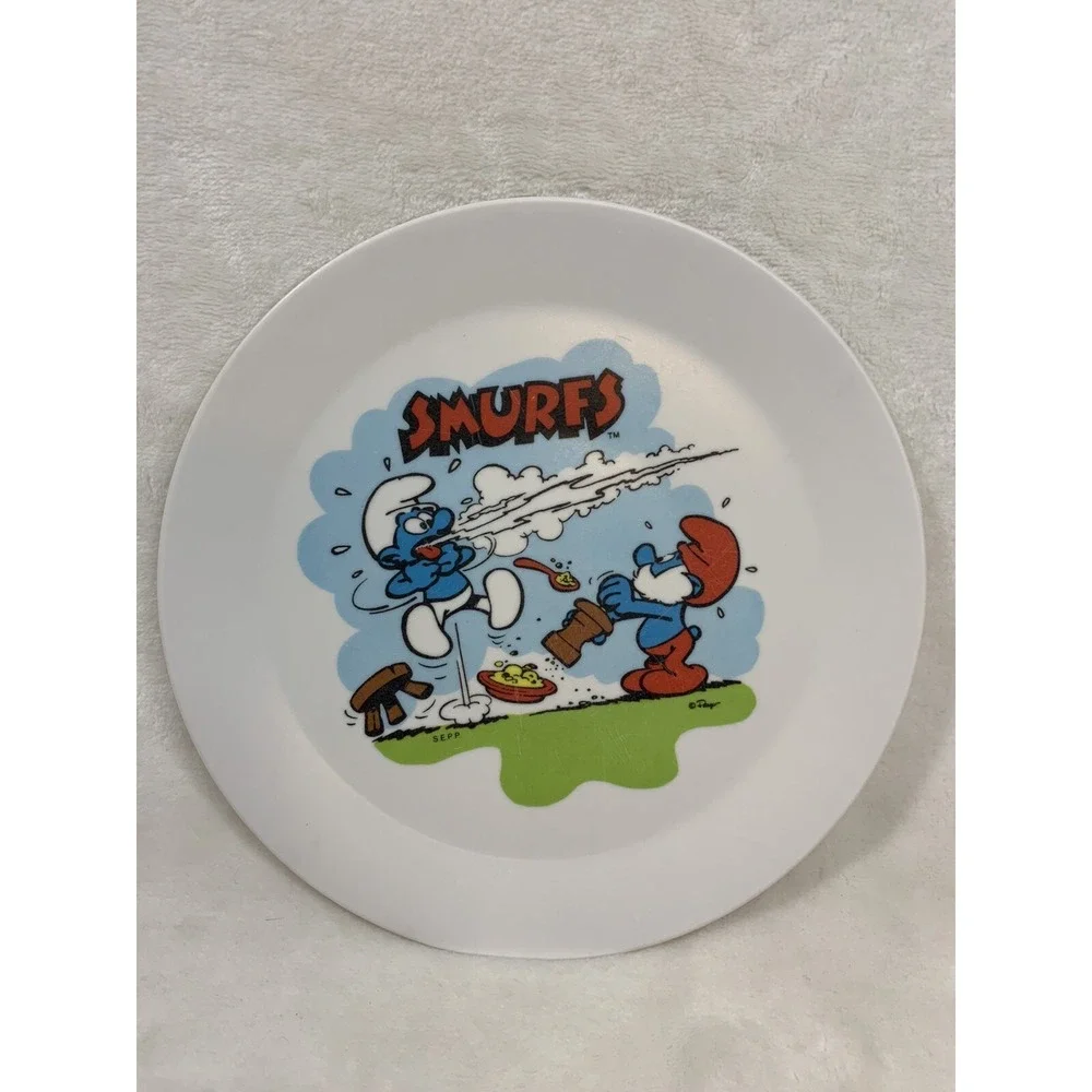 Vintage The Smurfs Melamine Child  Kids Toddler 8